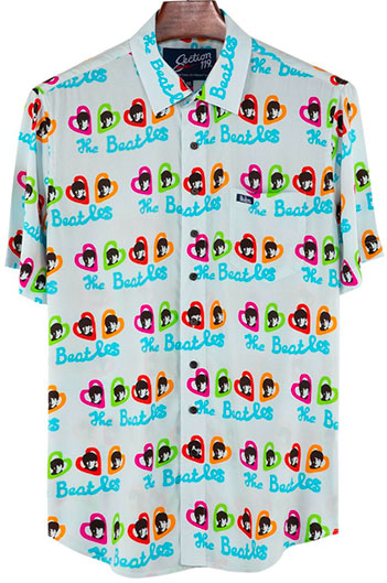 (image for) BEATLES HEARTS RELAXED FIT S/S BUTTON DOWN SHIRT