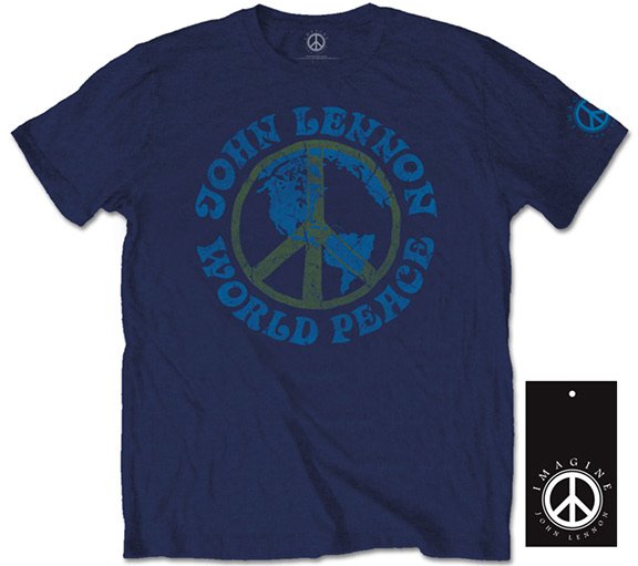 (image for) JOHN LENNON WORLD PEACE NAVY TEE - XXL Only - Last One