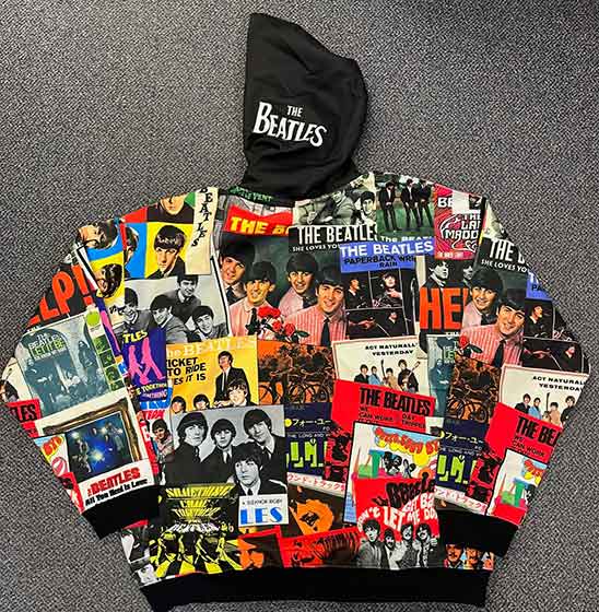 (image for) BEATLES SINGLES COVERS ALL OVER HOODIE