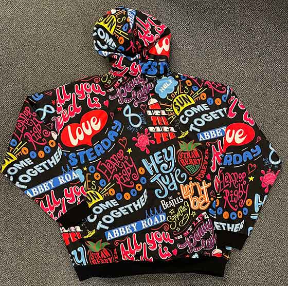 (image for) BEATLES SONG TITLES ALL OVER HOODIE